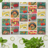 ヴィンテージの食糧はカラフルなパターンを分類します キッチンタオル (折り畳み)