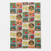 ヴィンテージの食糧はカラフルなパターンを分類します キッチンタオル (縦)