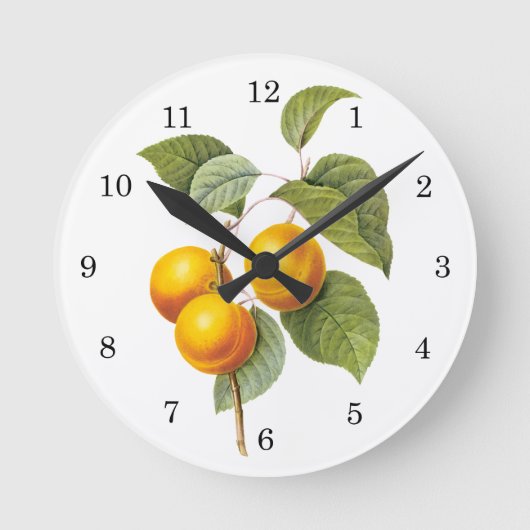 ヴィンテージの食糧フルーツ、Redoute著杏子のモモ ラウンド壁時計 (正面)