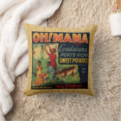ヴィンテージの食糧ラベルのOhママおよびバンジョーは決め付けます クッション (ブランケット)