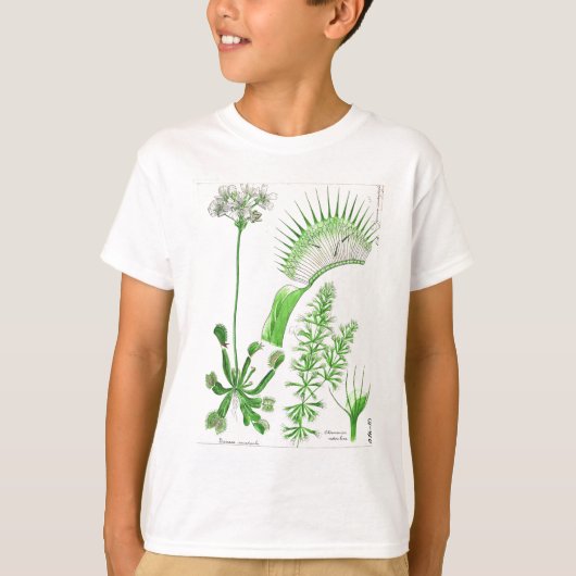 ヴィンテージの食虫植物のプリント Tシャツ (正面)