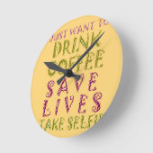 ヴィンテージの飲み物のコーヒー保存は住み、Selfiesを取ります ラウンド壁時計 (傾斜)