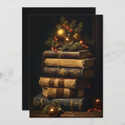 ヴィンテージの飾り付き本のスタック シーズンカード (正面/裏面)