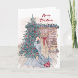 ヴィンテージの飾木の暖炉クリスマス シーズンカード
