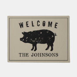 ヴィンテージの養豚場の動物のカスタムの歓迎 ドアマット