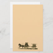ヴィンテージの馬が引く消防車のイラストレーション 便箋 (正面/裏面)