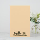 ヴィンテージの馬が引く消防車のイラストレーション 便箋 (スタンド正面)