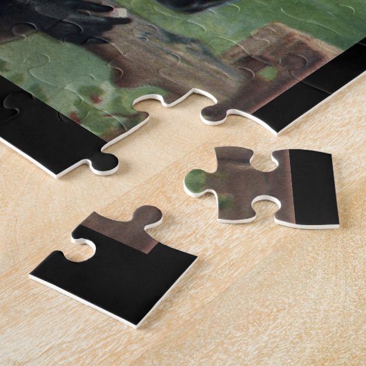 ヴィンテージの馬の乗馬の赤い乗馬のジャケット ジグソーパズル (側面)