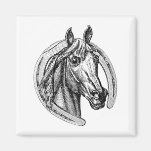 ヴィンテージの馬及び蹄鉄の冷蔵庫用マグネット マグネット