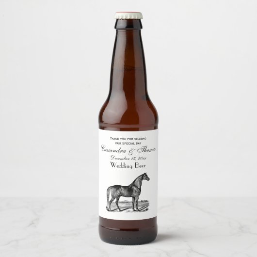 ヴィンテージの馬 立っている ビールラベル (正面)