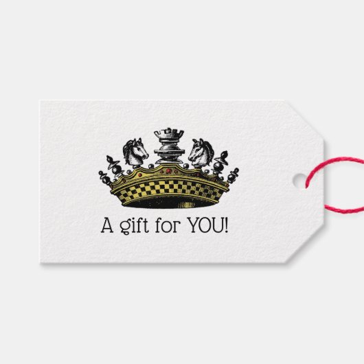 ヴィンテージの駒の色の冠 ギフトタグ (正面(横))