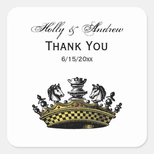 ヴィンテージの駒の色の冠 スクエアシール (正面)