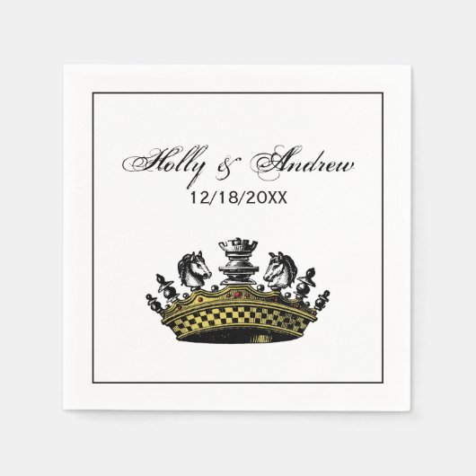 ヴィンテージの駒の色の冠 スタンダードカクテルナプキン (正面)