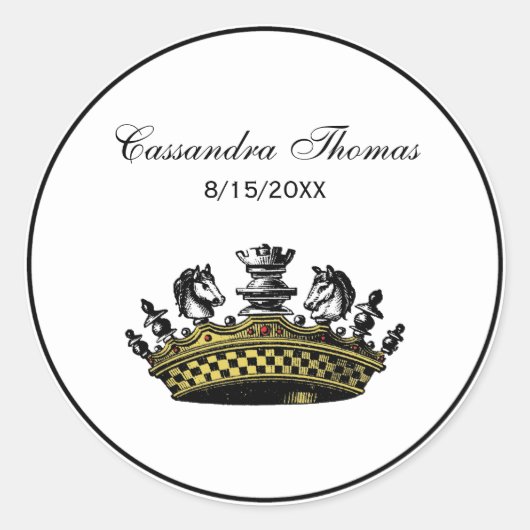 ヴィンテージの駒の色の冠 ラウンドシール (正面)
