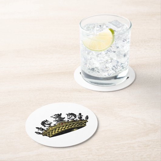 ヴィンテージの駒の色の冠 ラウンドペーパーコースター (インサイチュ)