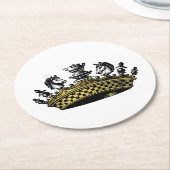 ヴィンテージの駒の色の冠 ラウンドペーパーコースター (アングル)