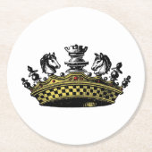 ヴィンテージの駒の色の冠 ラウンドペーパーコースター (正面)