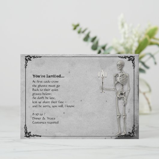 ヴィンテージの骨組ハローウィンパーティ 招待状 (スタンド正面)