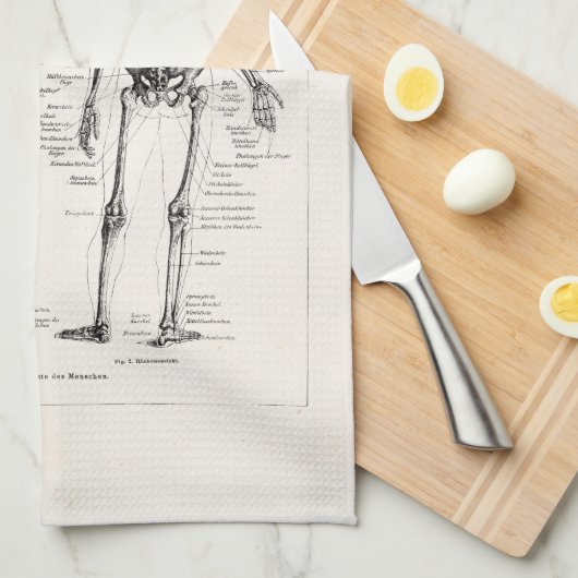 ヴィンテージの骨組人間の解剖学の骨はスカルの骨を抜きます キッチンタオル (四つ折り)