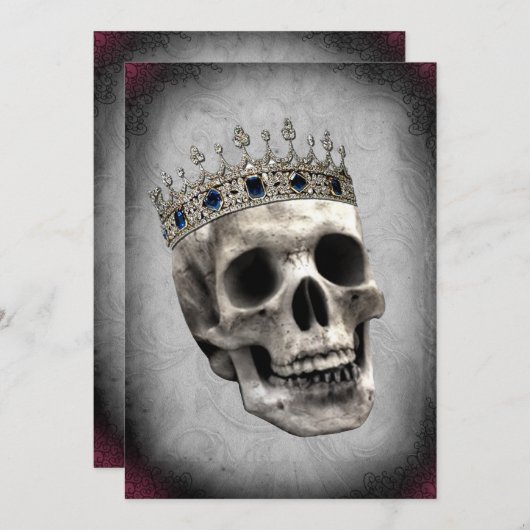 ヴィンテージの骨組女王のハローウィンパーティ 招待状 (正面/裏面)