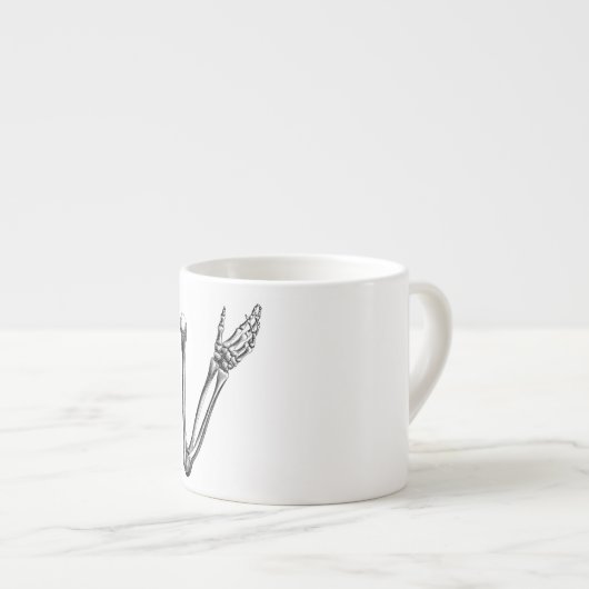 ヴィンテージの骨組腕骨のパーソナライズなレトロの骨 エスプレッソカップ (正面右)