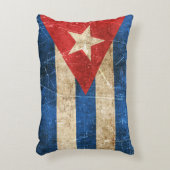 ヴィンテージの高齢と傷の付いたキューバ国旗 アクセントクッション (正面(垂直))