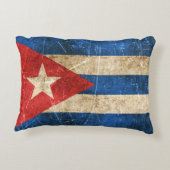 ヴィンテージの高齢と傷の付いたキューバ国旗 アクセントクッション (裏面)