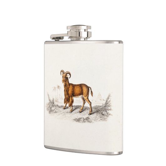 ヴィンテージの髭があるヤギのスケッチのレトロのひげのヤギ フラスク (左)