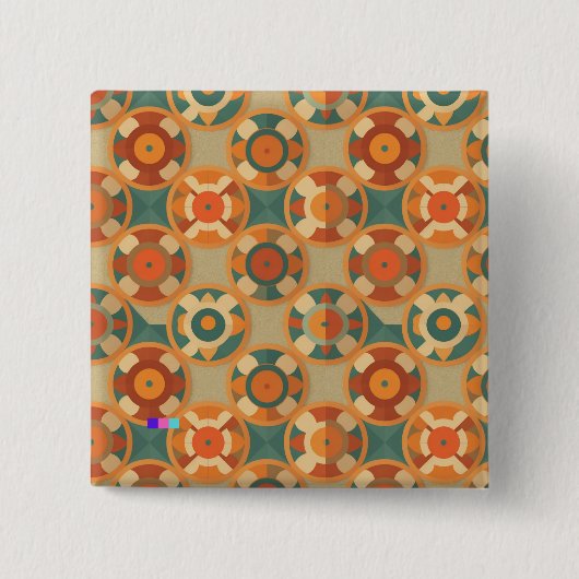 ヴィンテージの魅力が詰まった、レトロな模様 缶バッジ (正面)