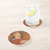 ヴィンテージの魅力の女の子の絵画のコースター コースター (側面)