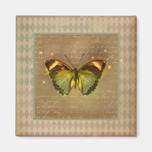 ヴィンテージの魅惑的な蝶 マグネット (正面)