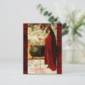 ヴィンテージの魔法使いおよび大がまハロウィン シーズンポストカード (スタンド正面)