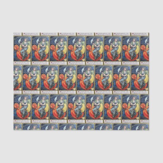 ヴィンテージの魔法使いのカボチャパターンはティッシュをタイルを張りました 薄葉紙 (正面)