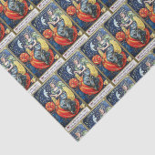 ヴィンテージの魔法使いのカボチャパターンはティッシュをタイルを張りました 薄葉紙 (詳細)