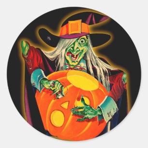 ヴィンテージの魔法使いのハロウィンのステッカー ラウンドシール