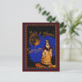 ヴィンテージの魔法使いのハロウィンの郵便はがき ポストカード (スタンド正面)