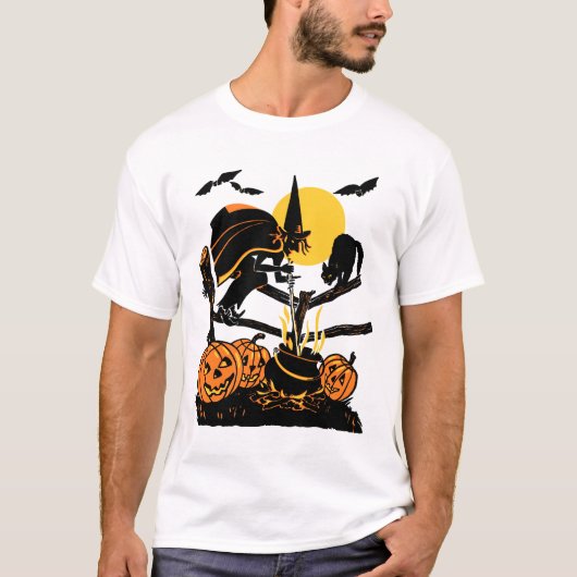 ヴィンテージの魔法使いのハロウィンのTシャツ Tシャツ (正面)