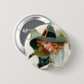 ヴィンテージの魔法使いのハロウィンPin 缶バッジ (正面&裏面)