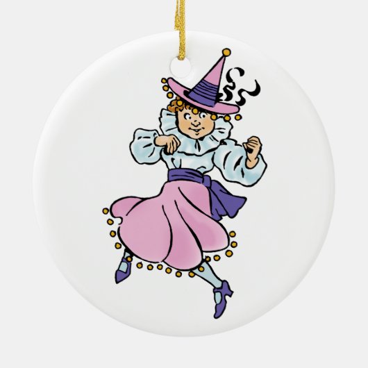 ヴィンテージの魔法使いオズ、かわいい踊りガールムンチキン セラミックオーナメント (裏面)