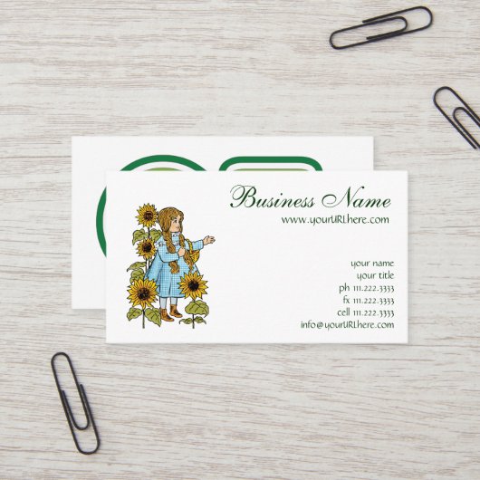 ヴィンテージの魔法魔女物語ドロシーひまわり 名刺 (正面/裏面インサイチュ)