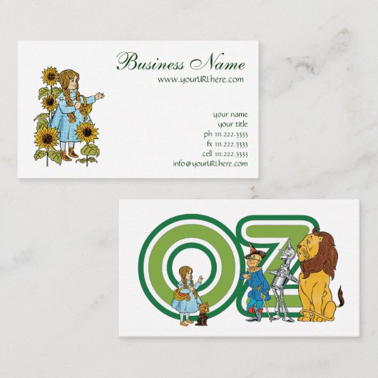 ヴィンテージの魔法魔女物語ドロシーひまわり 名刺 (正面/裏面)