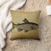 ヴィンテージの魚のイラストレーション クッション (ブランケット)