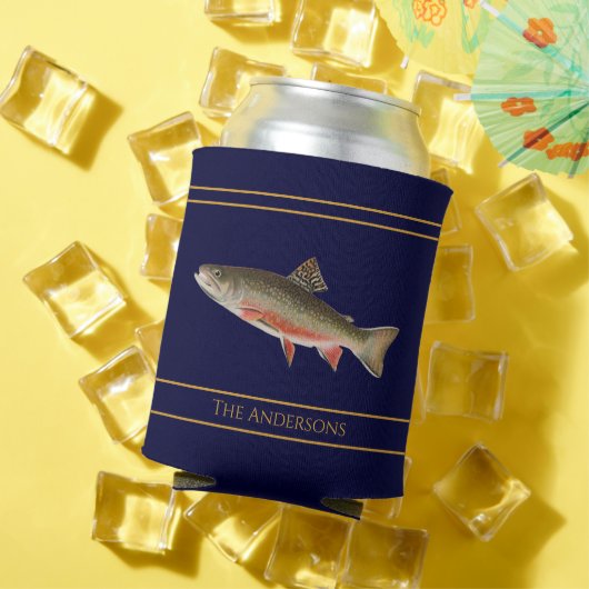 ヴィンテージの魚の水色マスのパターン 缶クーラー (インサイチュ 夏)