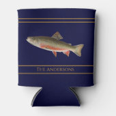 ヴィンテージの魚の水色マスのパターン 缶クーラー (正面)