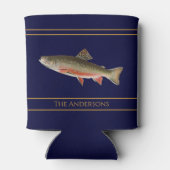 ヴィンテージの魚の水色マスのパターン 缶クーラー (裏面)