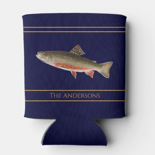 ヴィンテージの魚の水色マスのパターン 缶クーラー (裏面)