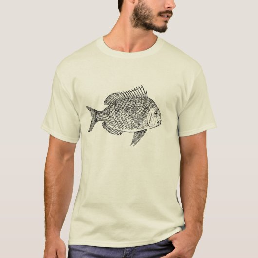 ヴィンテージの魚の航海のな海洋の芸術のイラストレーション Tシャツ (正面)