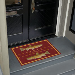ヴィンテージの魚の色マスのパターンdoormat ドアマット