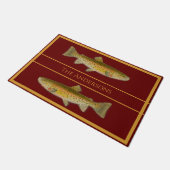 ヴィンテージの魚の色マスのパターンdoormat ドアマット (アングル)