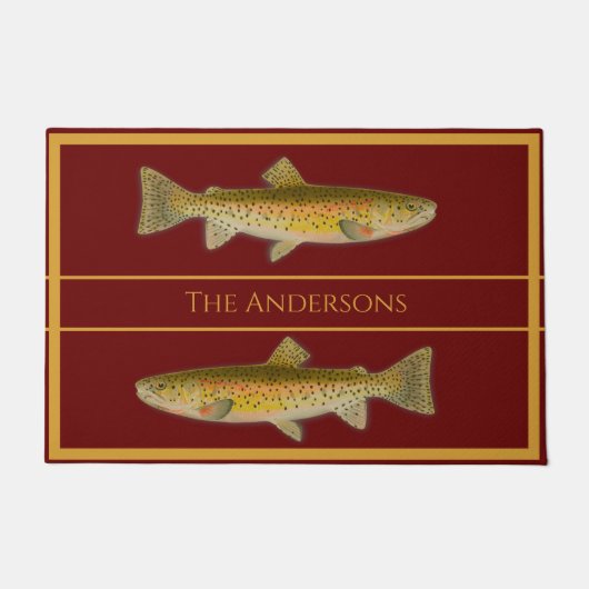 ヴィンテージの魚の色マスのパターンdoormat ドアマット (正面)